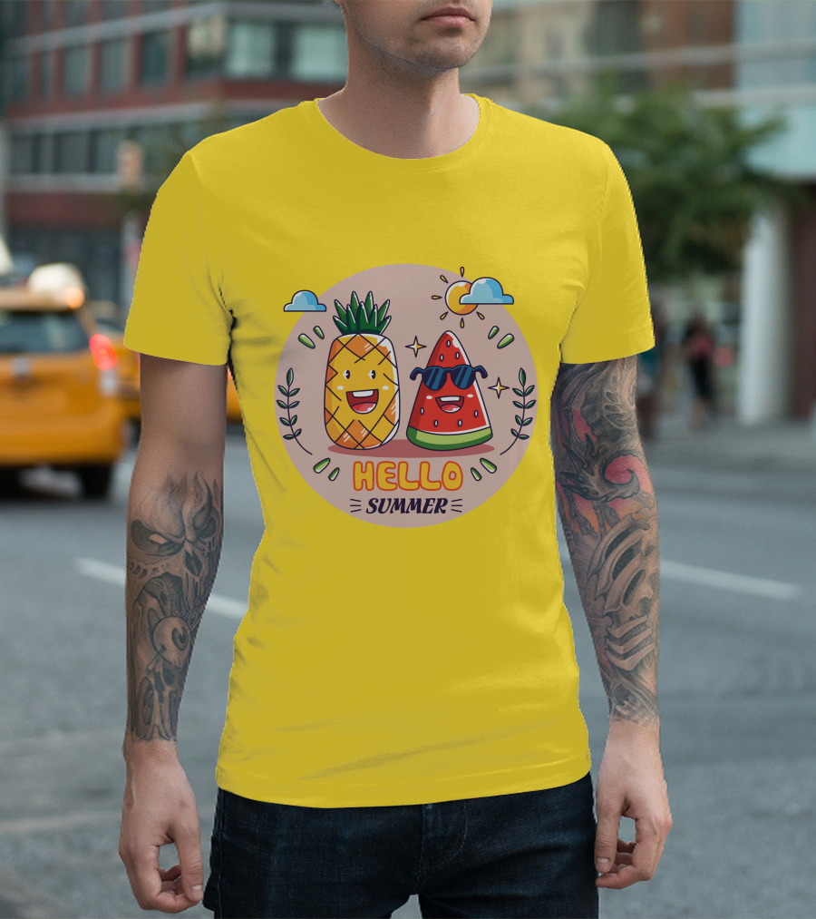 Hello Summer Pineapple And Watermelon Friends T-Shirt