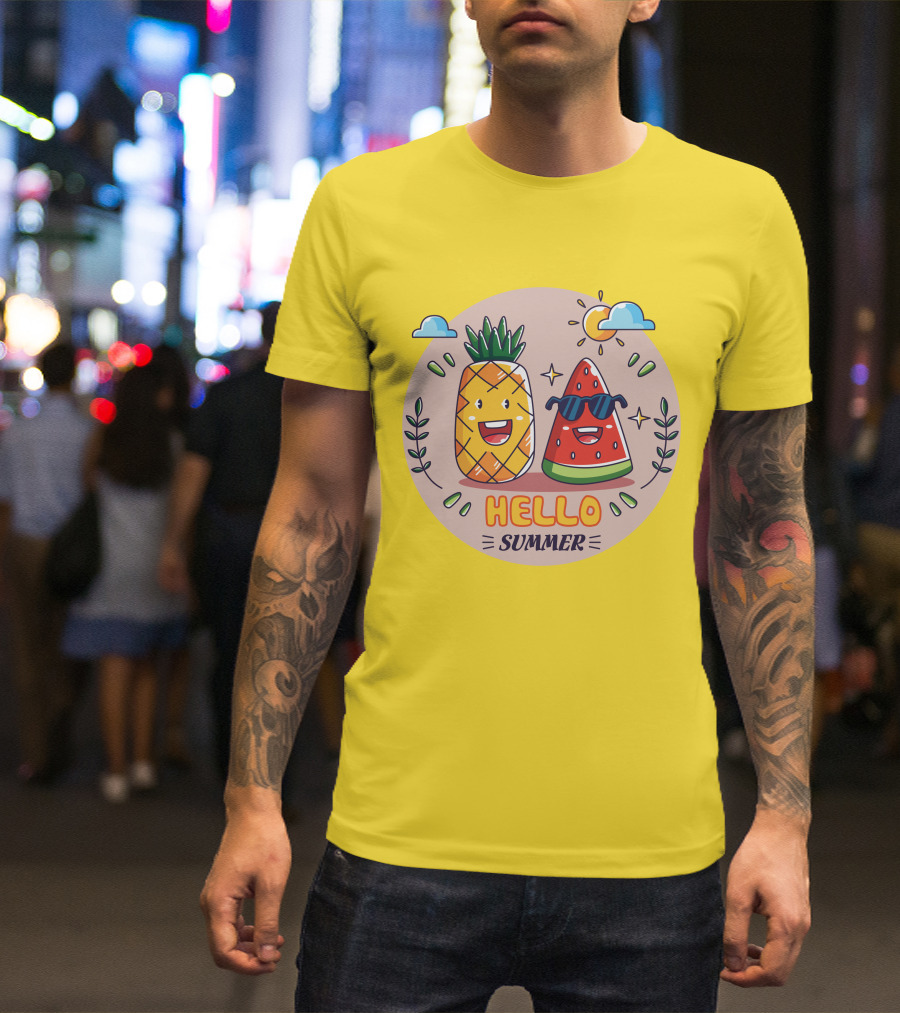 Hello Summer Pineapple And Watermelon Friends T-Shirt