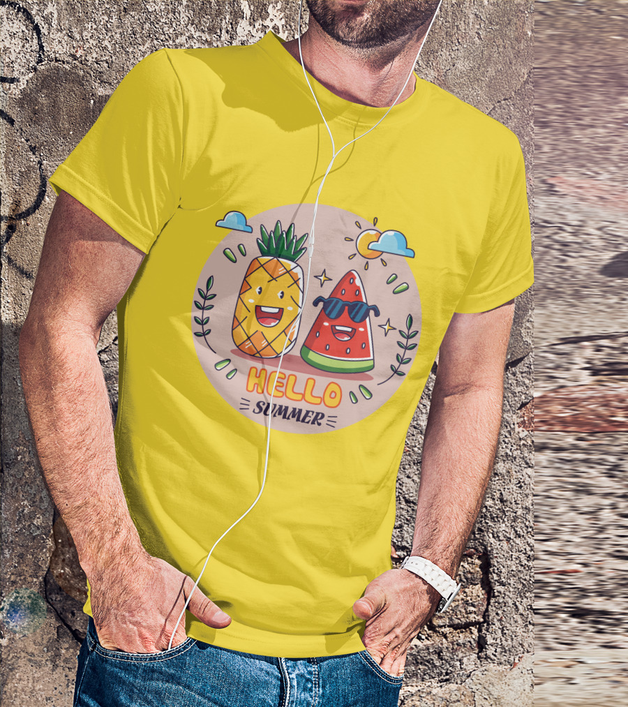 Hello Summer Pineapple And Watermelon Friends T-Shirt