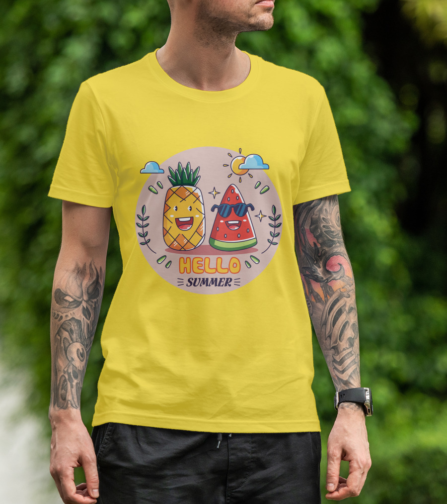 Hello Summer Pineapple And Watermelon Friends T-Shirt