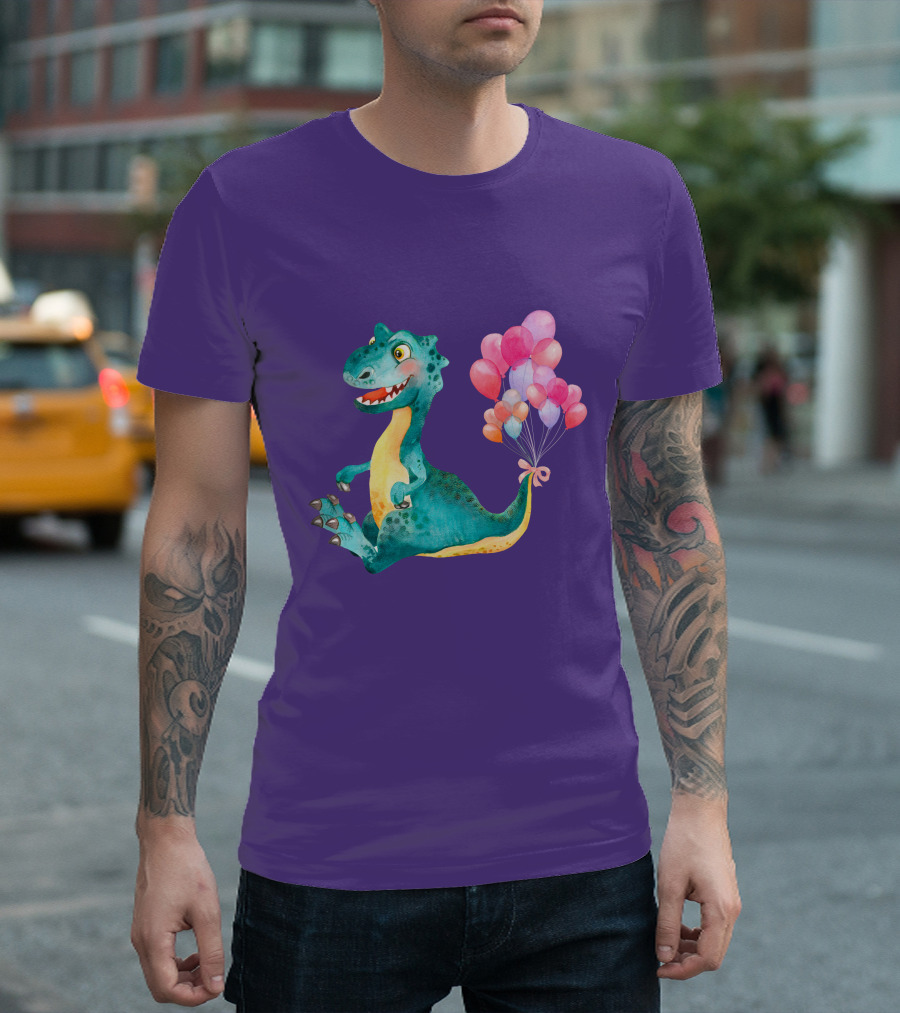 Dinosaur with Colorful Balloons T-Shirt