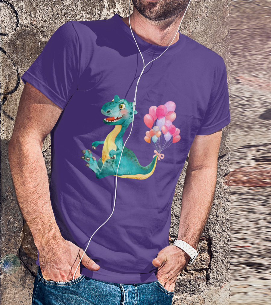 Dinosaur With Colorful Balloons T-Shirt
