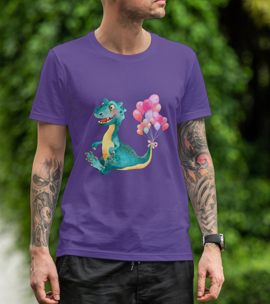 Dinosaur With Colorful Balloons T-Shirt