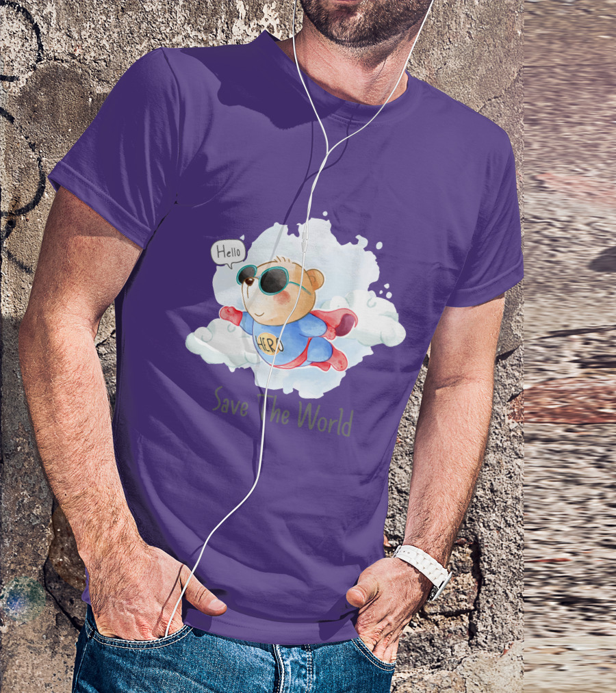 Hello Hero Bear Save The World T-Shirt