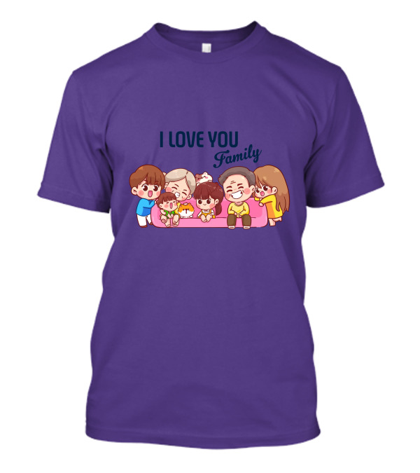 I Love You Family Cute Cartoon Characters Hugging亲爱的家庭 T-Shirt