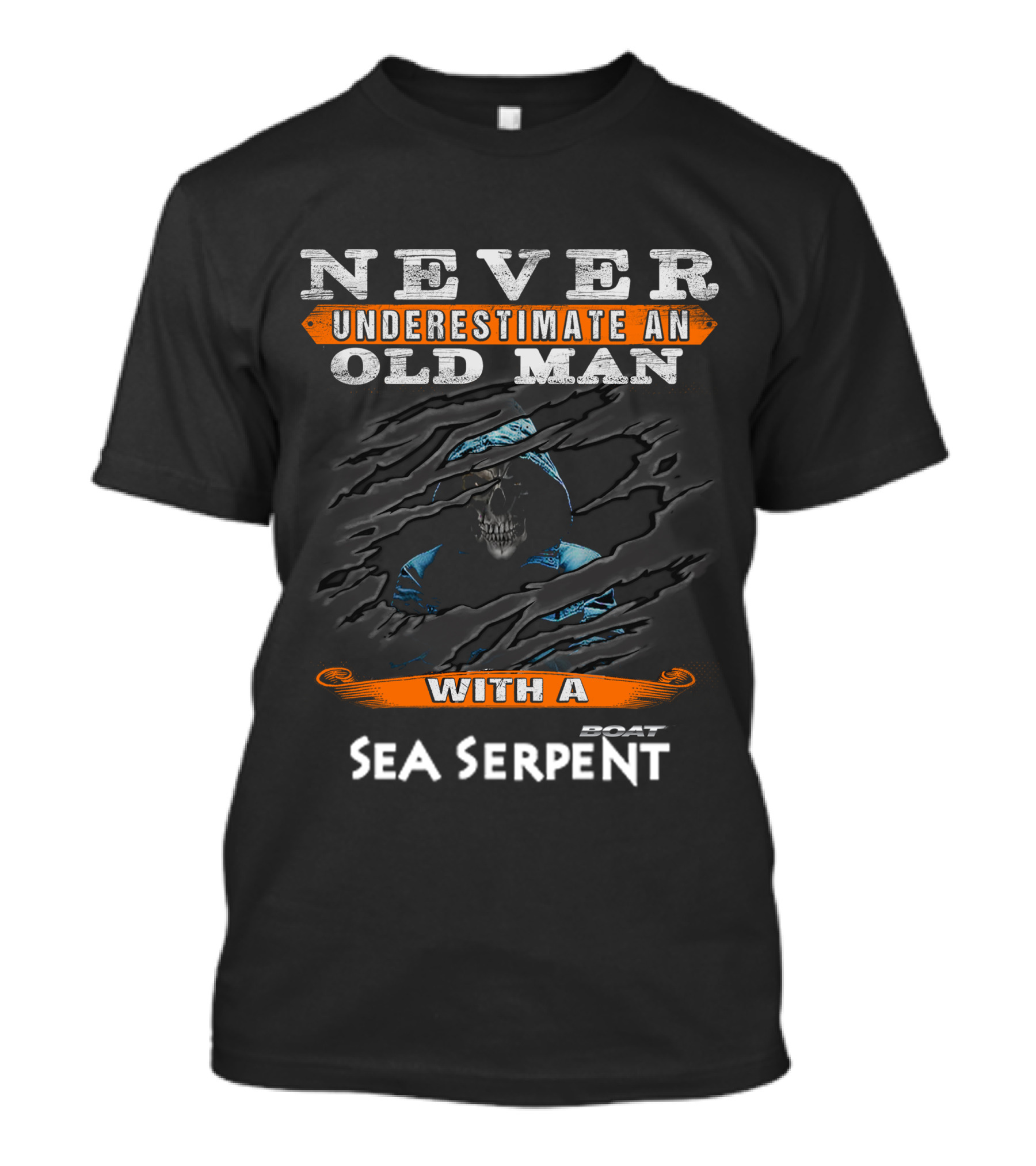 Never Underestimate An Old Man With A Boat Sea Serpent T-Shirt