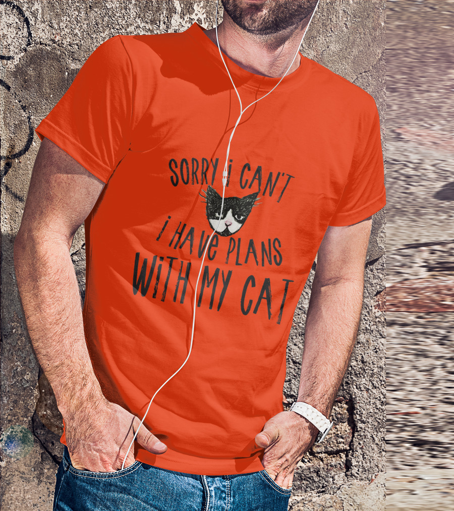 Sorry I Can't I Have Plans With My Cat Retro Colored T-Shirt