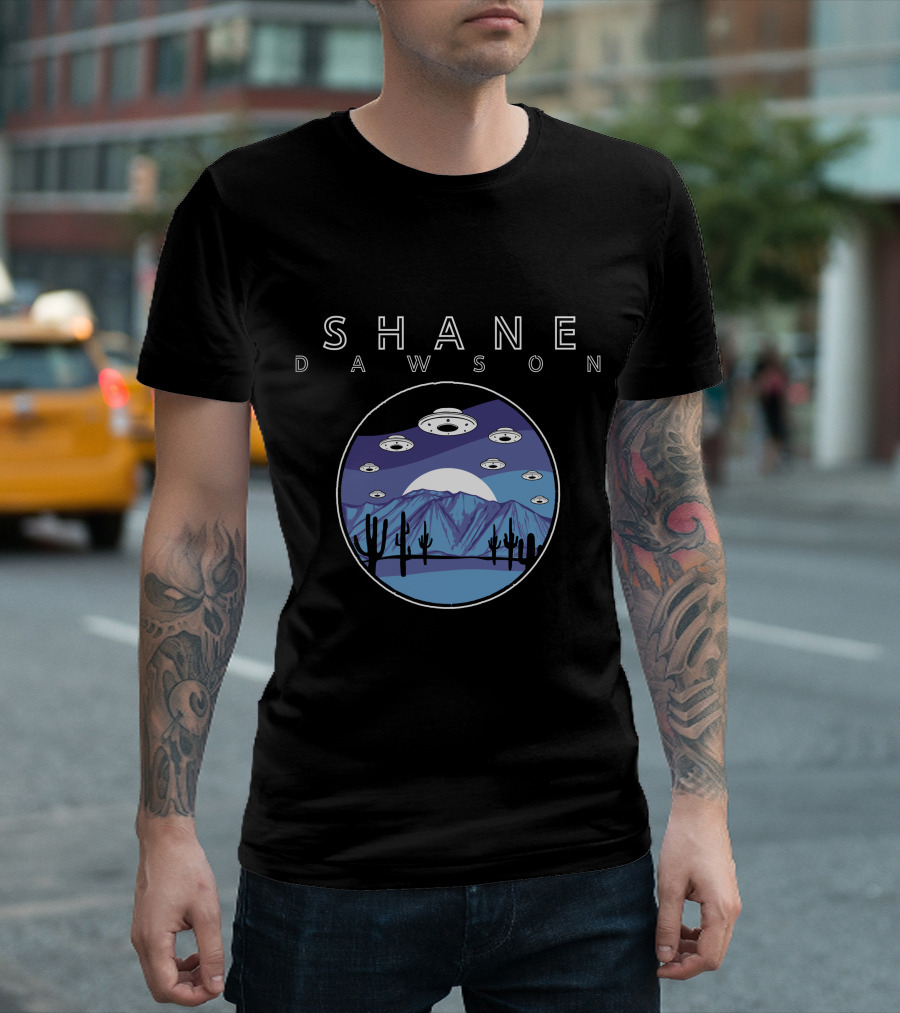 Shane Dawson UFO Saucers Over Desert Night Sky T-Shirt