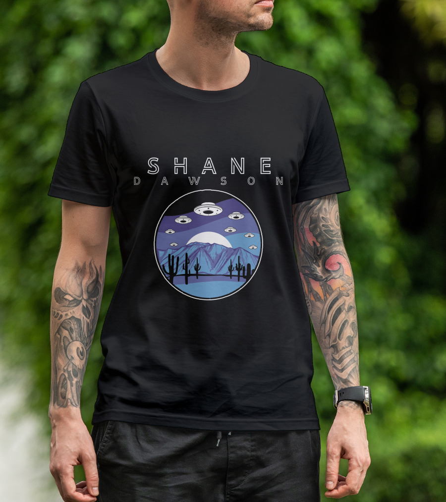 Shane Dawson UFO Saucers Over Desert Night Sky T-Shirt