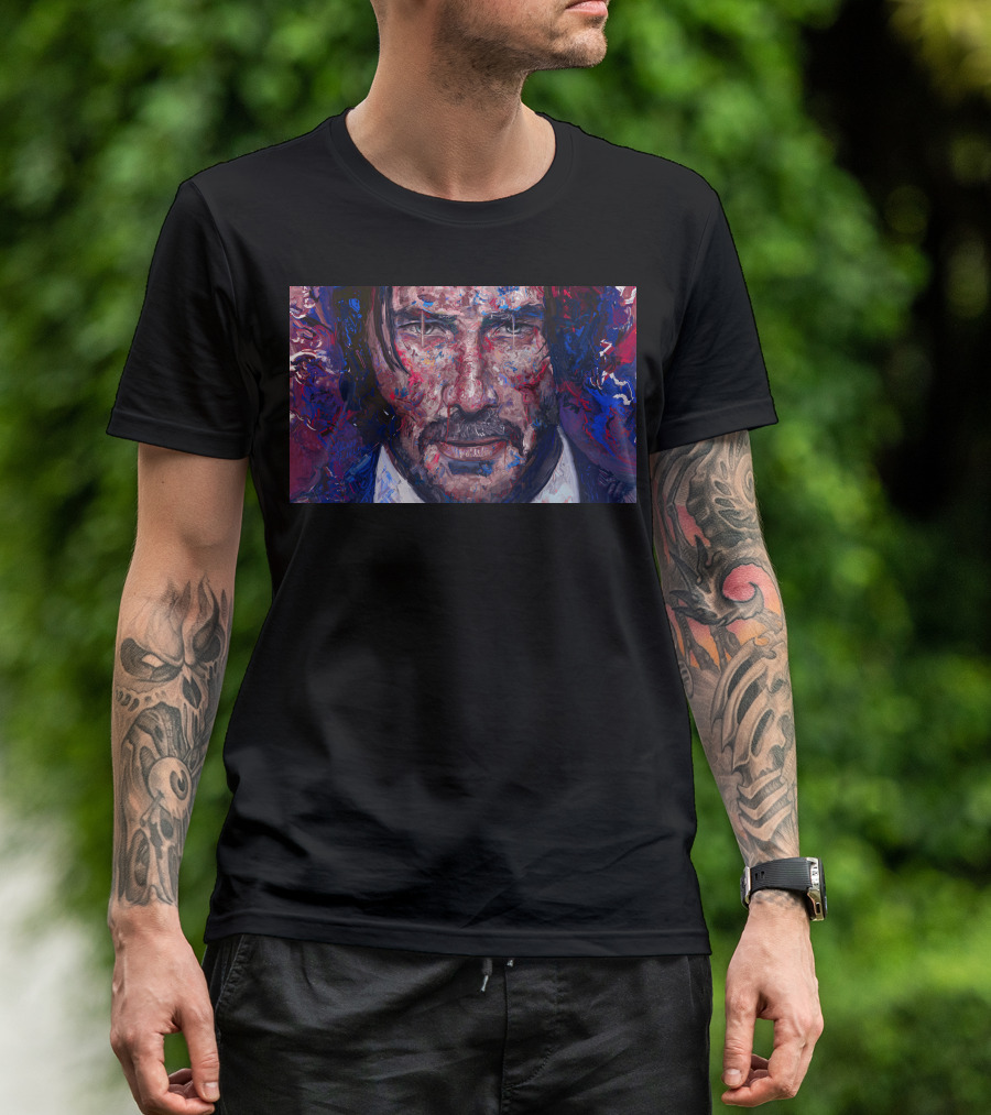 John Wick Keanu Reeves Colorful Paint Abstract T-Shirt
