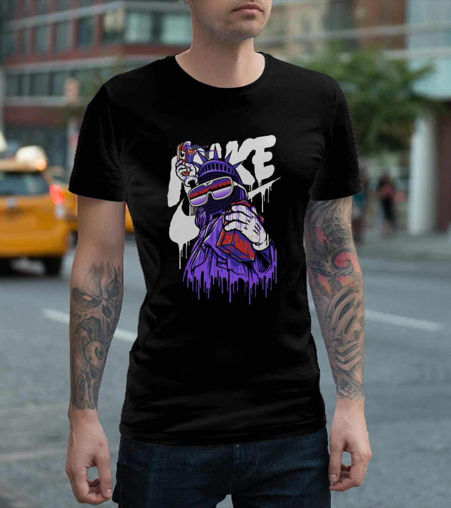 Hype Liberty Statue Remix with Retro Shades and Boom Box T-Shirt