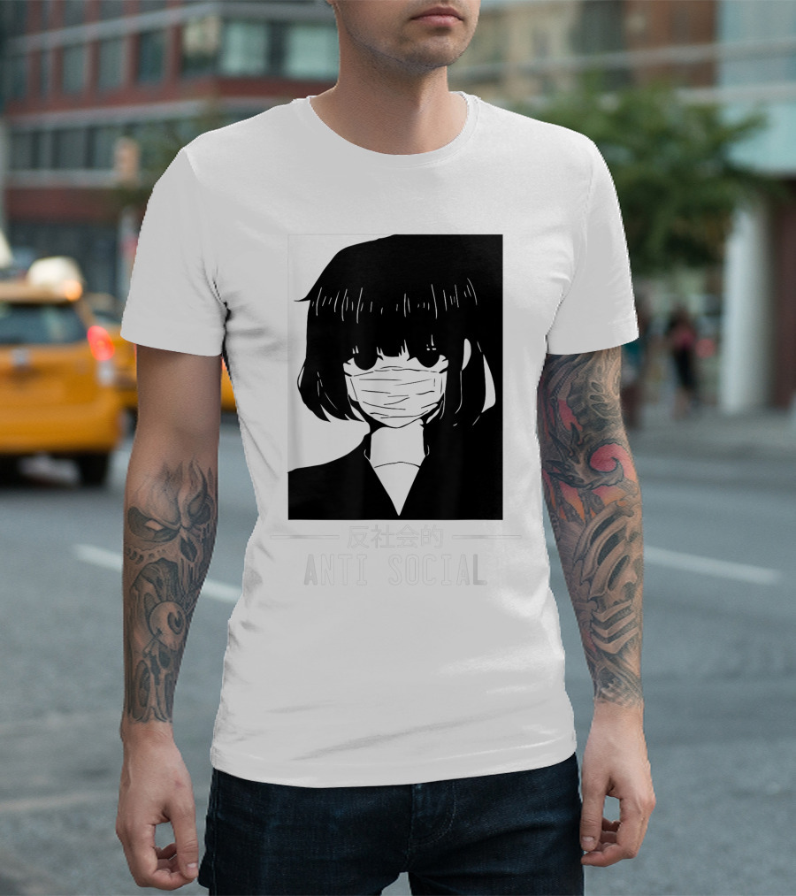 Anime Anti Social Japanese Text Vaporwave Aesthetic T-Shirt