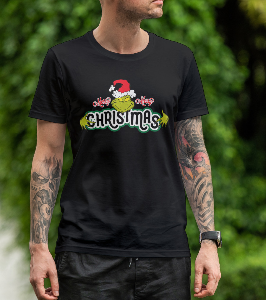 Merry Grinch Christmas Santa Hat T-Shirt
