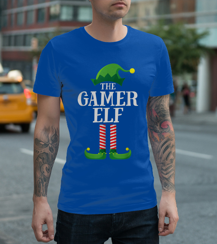 The Gamer Elf Matching Family Group Christmas Party Holiday T-Shirt