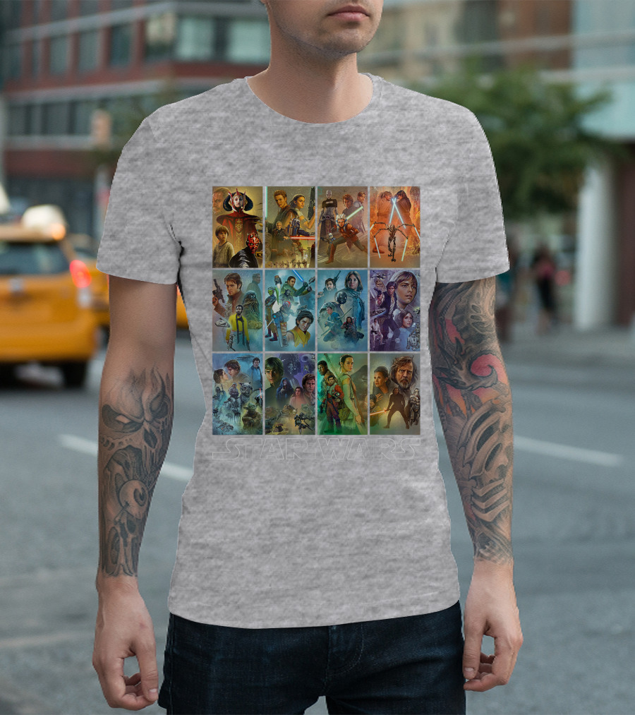 Star Wars Celebration Mural Panels Iconic Characters and Scenes T-Shirt