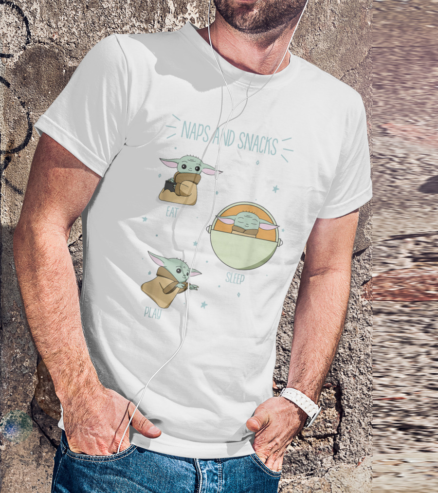 The Mandalorian The Child Eat Sleep Play Naps And Snacks Doodles T-Shirt