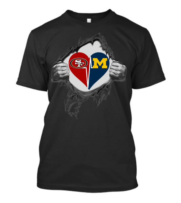 San Francisco 49ers And Michigan Wolverines Heart T-Shirt