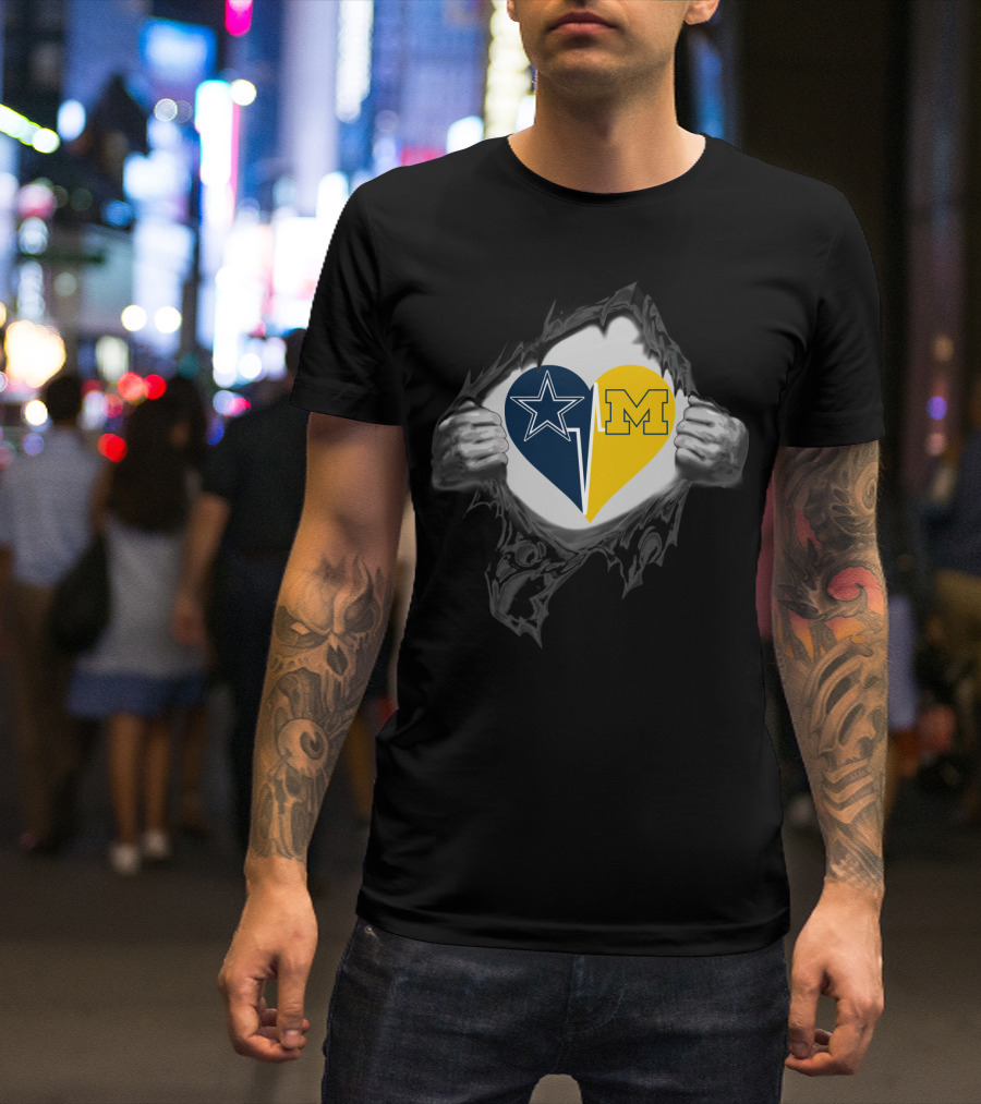 Cowboys And Michigan Wolverines Heart T-Shirt