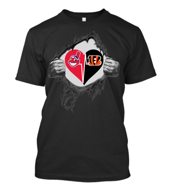 Bengals And Cleveland Indians Heart T-Shirt