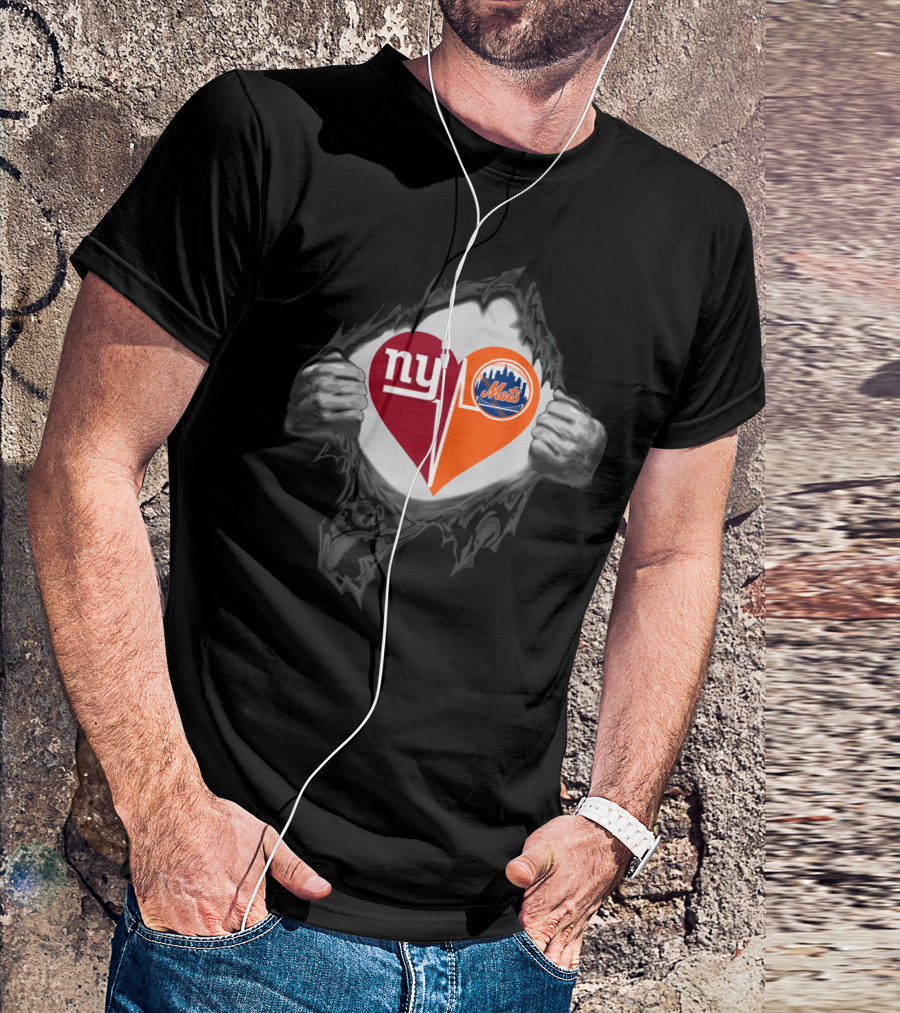 Ny Giants And Mets Heartbeat T-Shirt