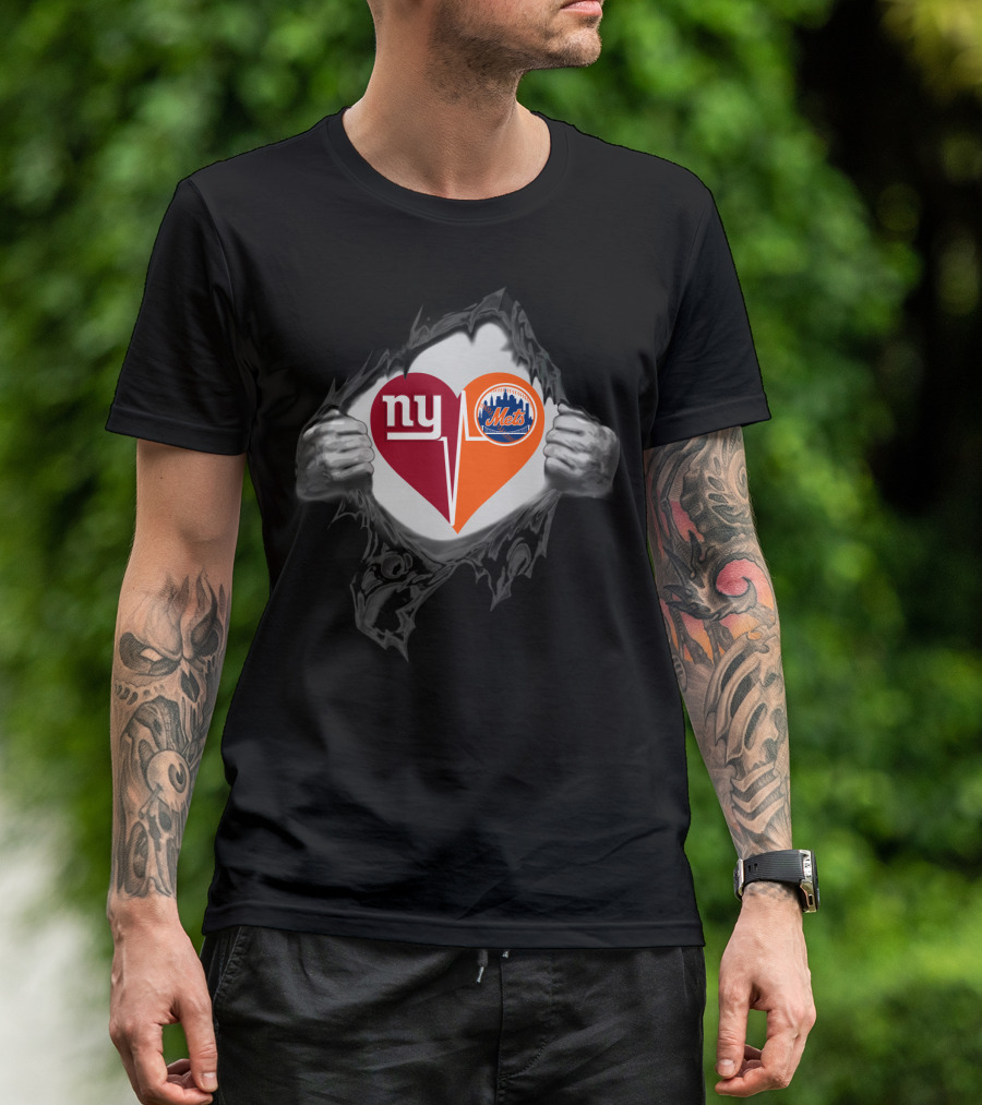 Ny Giants And Mets Heartbeat T-Shirt