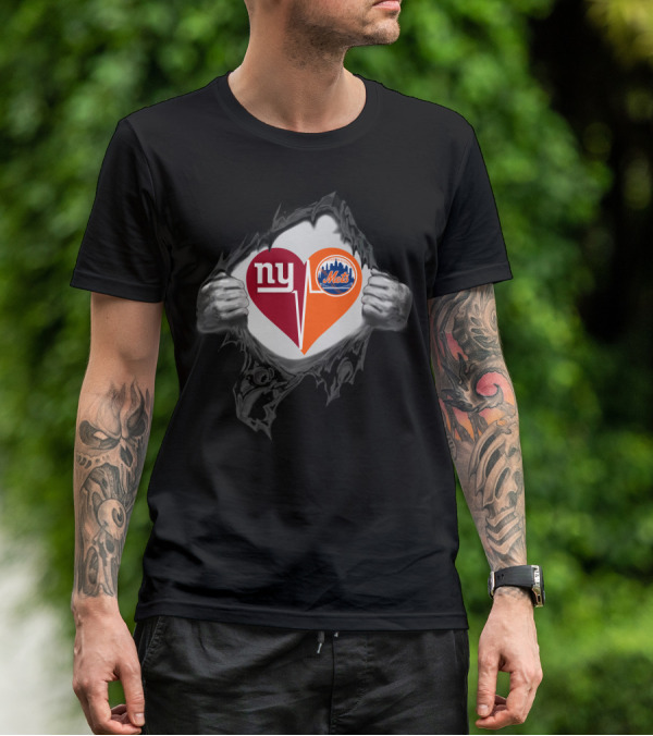 Ny Giants And Mets Heartbeat T-Shirt