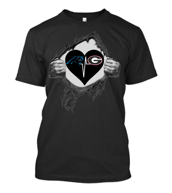 Carolina Panthers Georgia Bulldogs Heartbeat T-Shirt