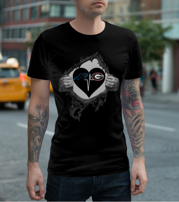 Carolina Panthers Georgia Bulldogs Heartbeat T-Shirt