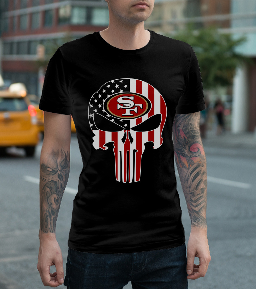 San Francisco 49ers American Flag Punisher T-Shirt