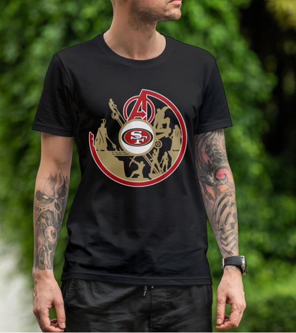 San Francisco 49ers Avengers Logo Crossover T-Shirt