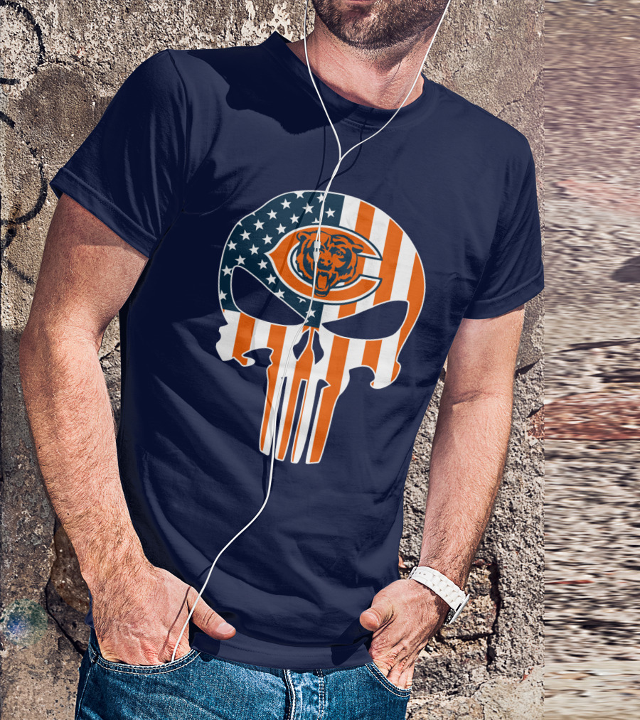 Chicago Bears Punisher American Flag T-Shirt