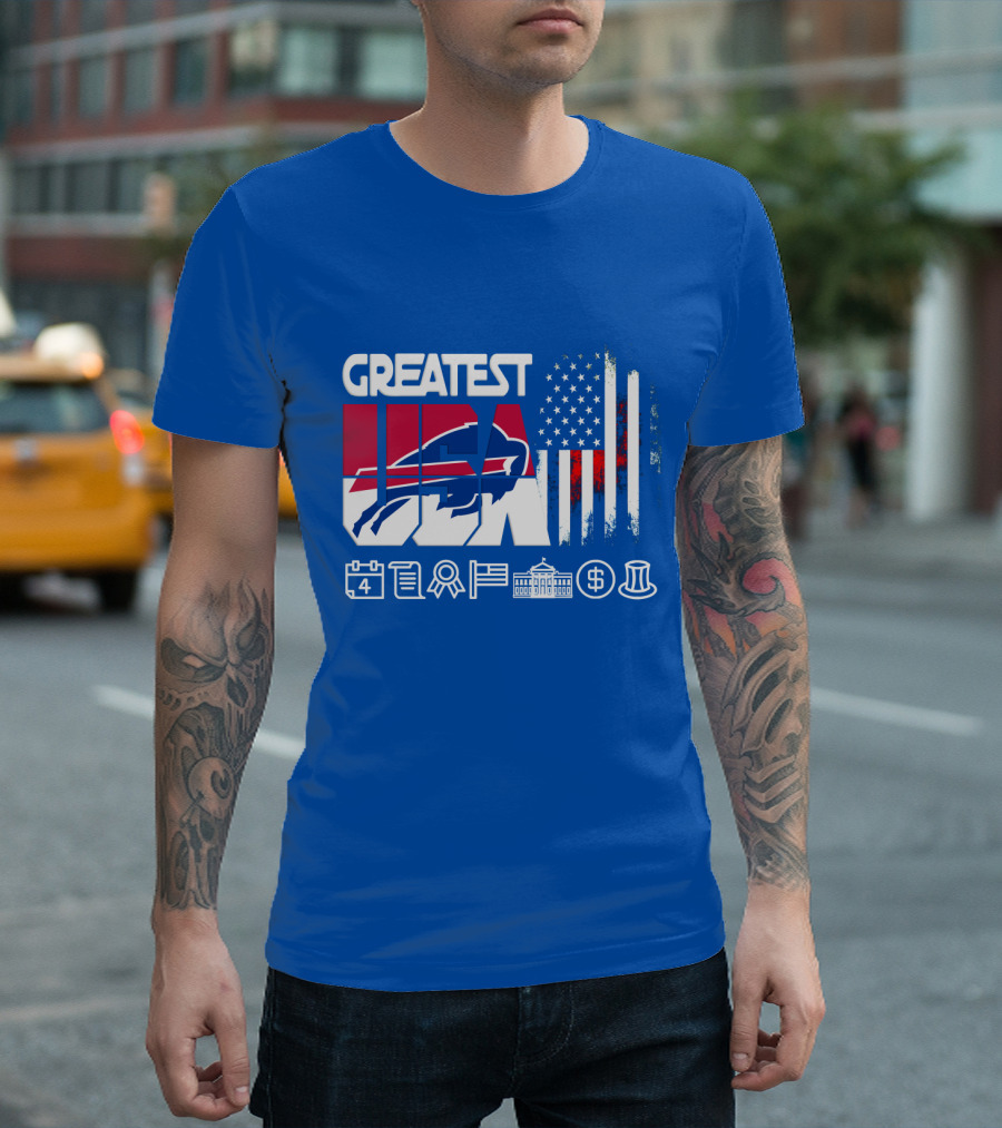 Greatest Usa Bills American Flag Football Icons T-Shirt