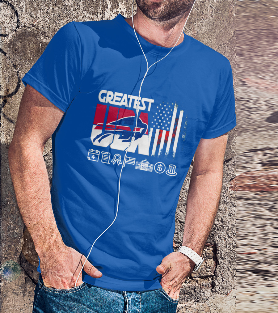 Greatest Usa Bills American Flag Football Icons T-Shirt