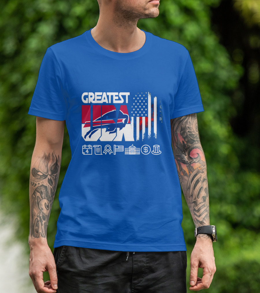 Greatest Usa Bills American Flag Football Icons T-Shirt