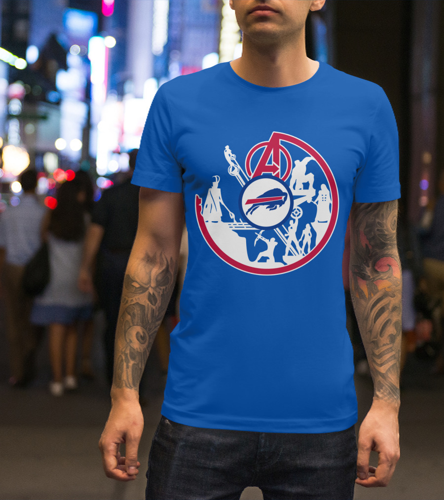 Buffalo Bills Avengers Crossover Logo Blue T-Shirt