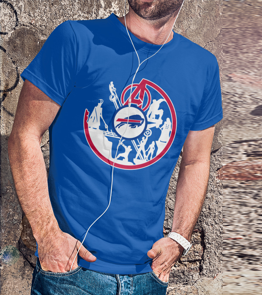 Buffalo Bills Avengers Crossover Logo Blue T-Shirt