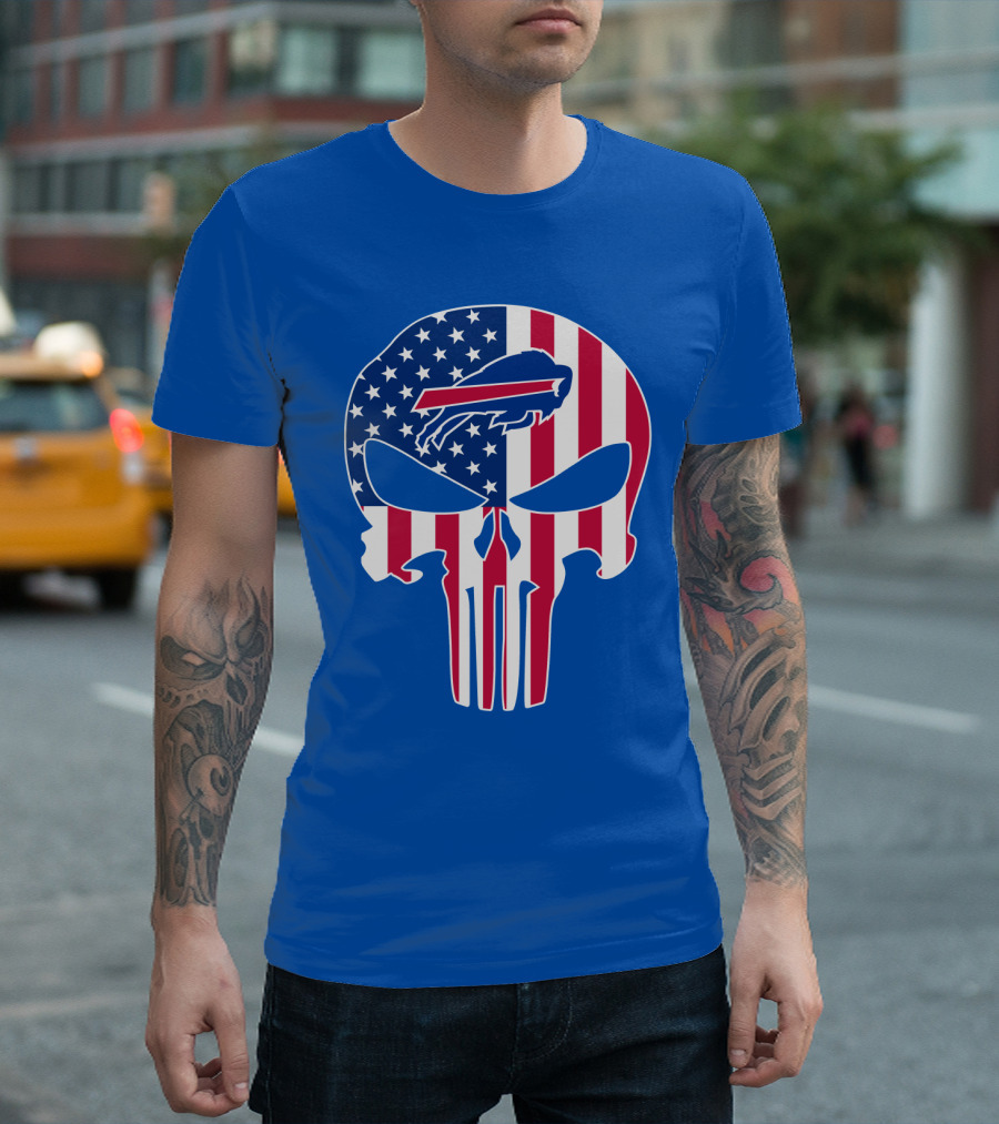 Buffalo Bills American Flag Skull T-Shirt