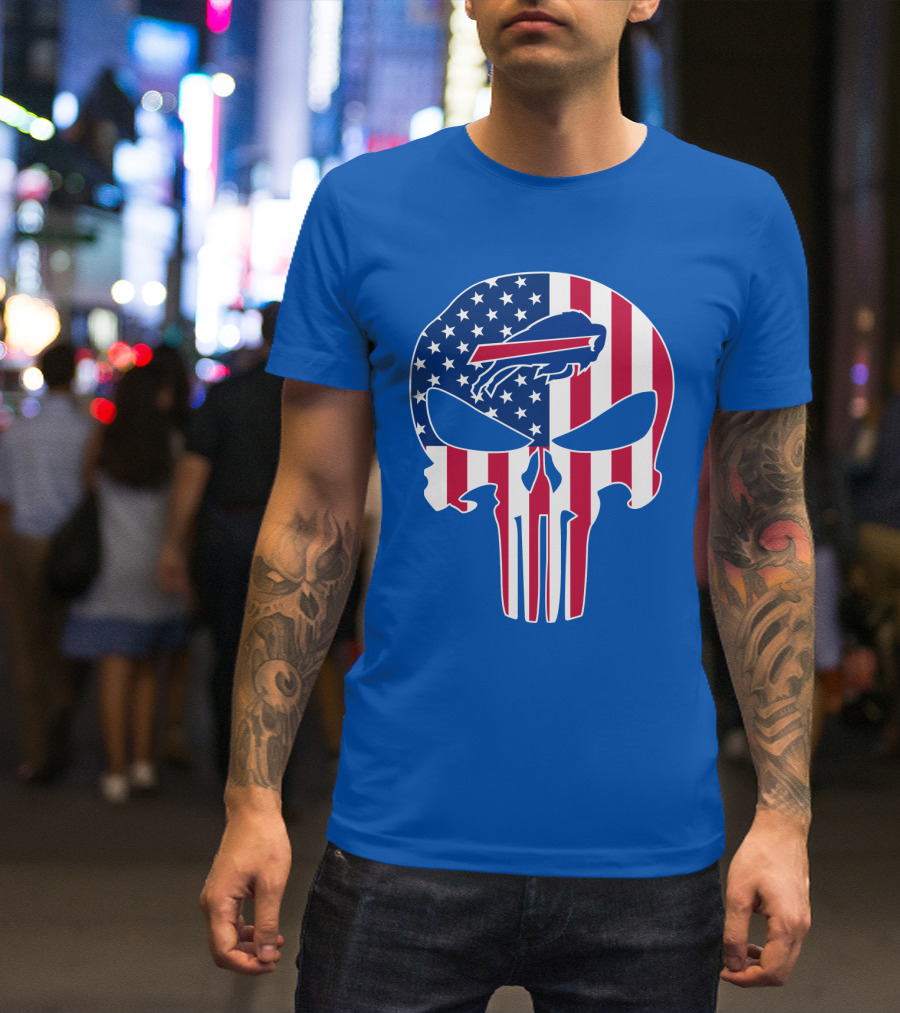 Buffalo Bills American Flag Skull T-Shirt