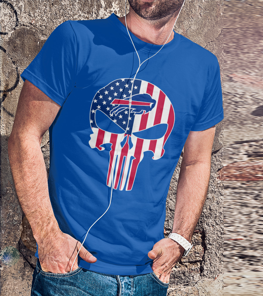 Buffalo Bills American Flag Skull T-Shirt