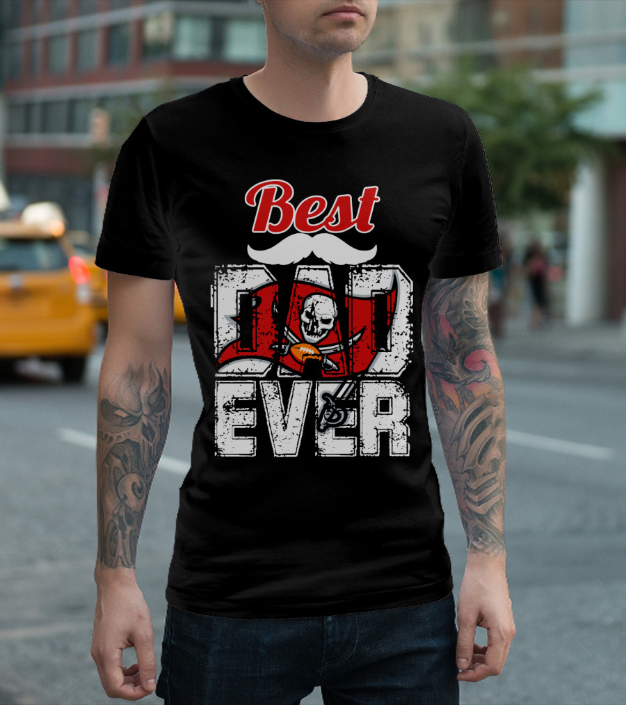 Best Dad Ever Buccaneers Football Skull Flag T-Shirt