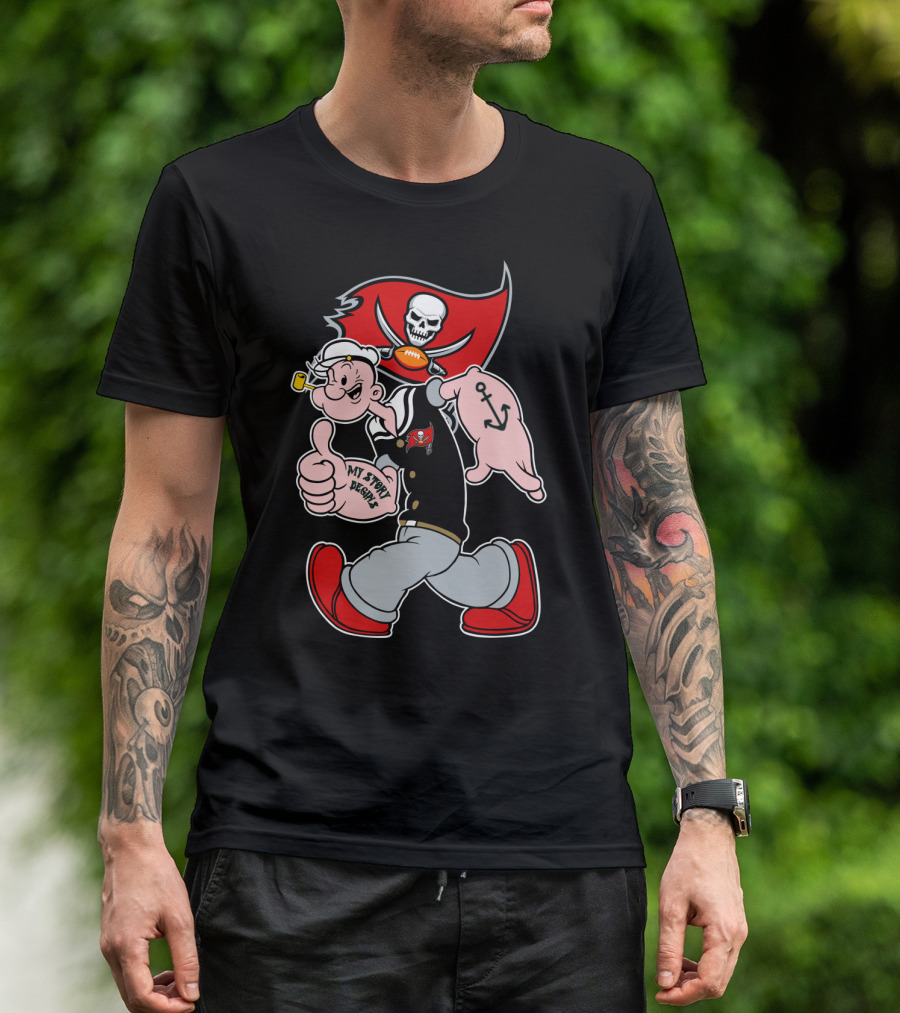 Buccaneers Pirate Popeye My Spicy Delight Skull Flag Football Anchor T-Shirt
