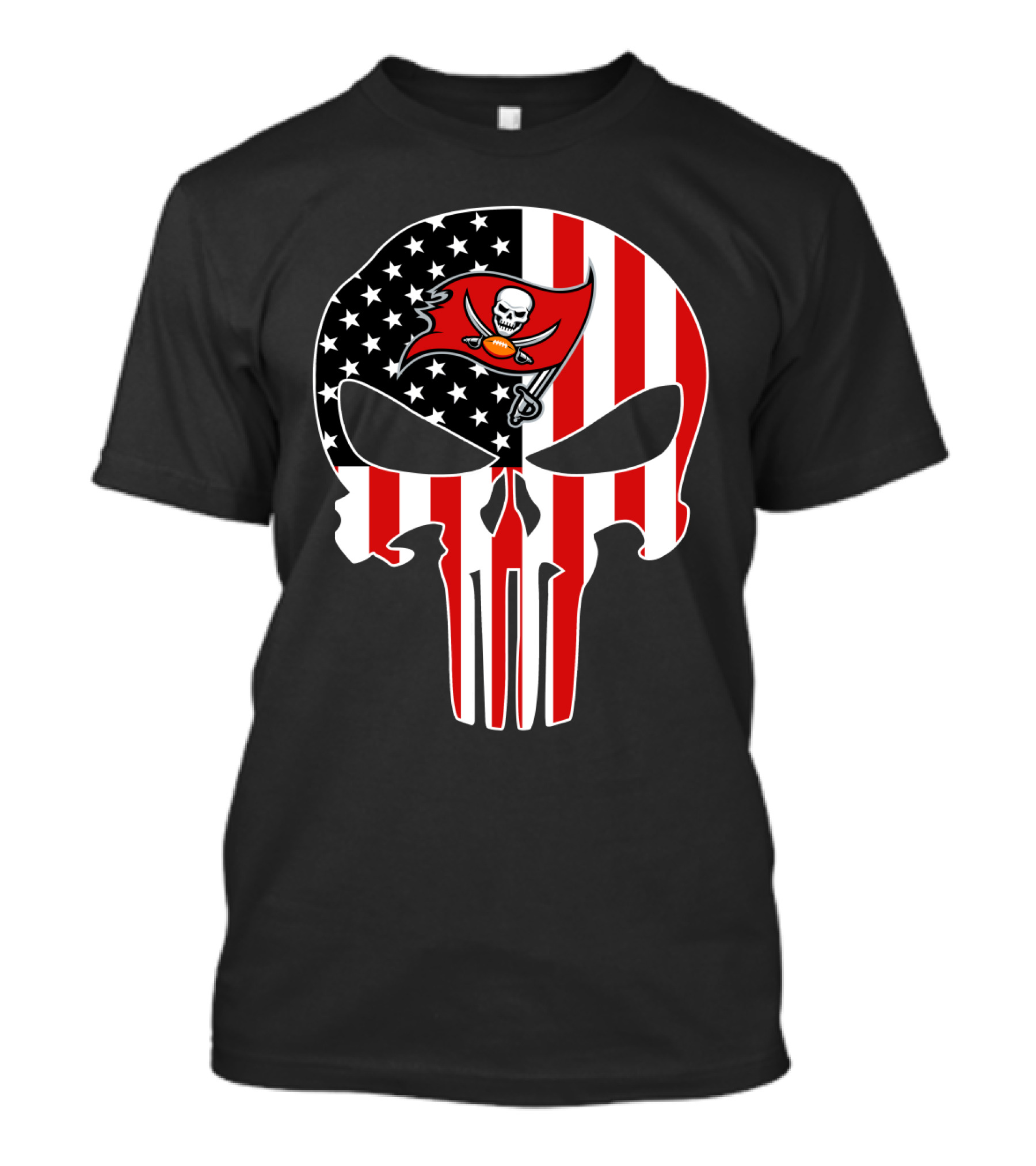 Buccaneers Punisher Skull American Flag T-Shirt