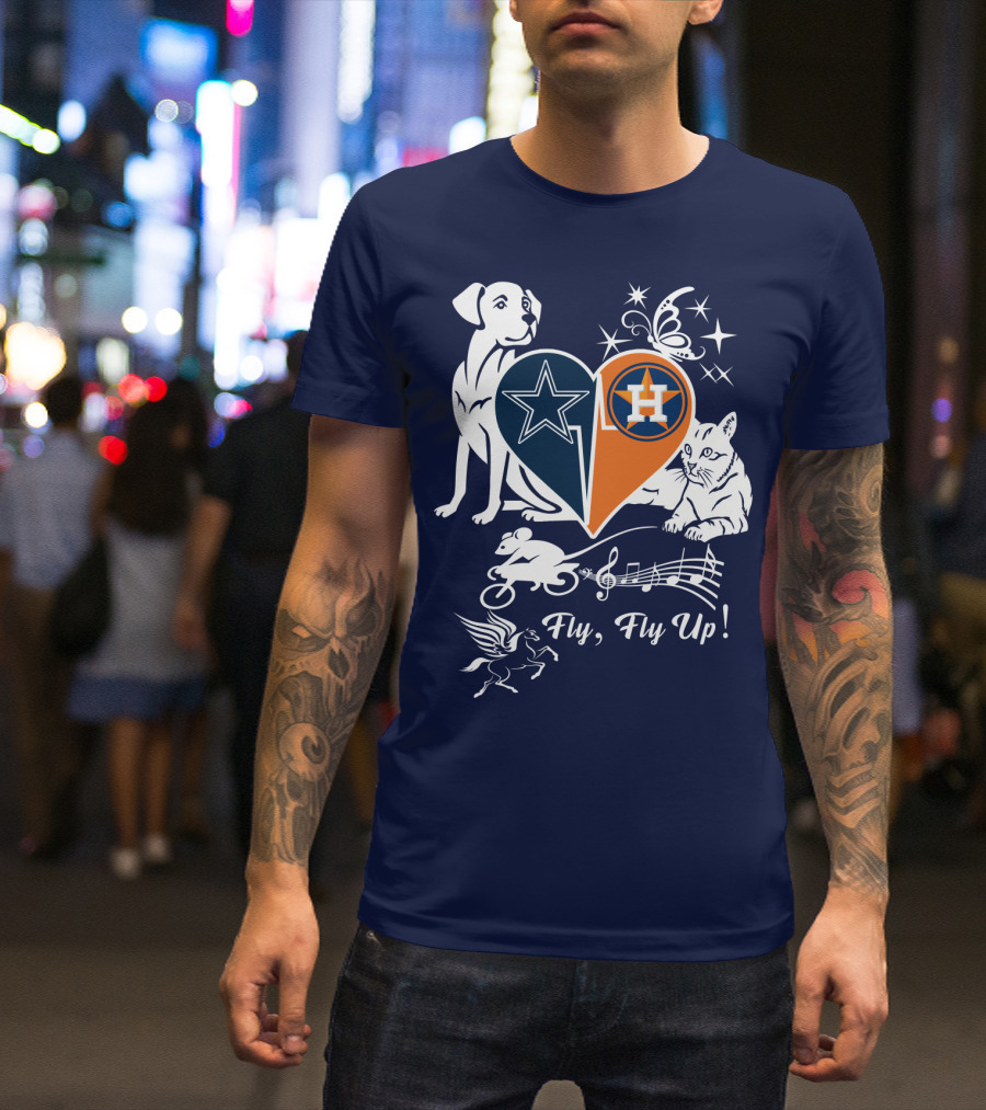Cowboys Astros Heart Fly Fly Up Music Stars Butterfly Pegasus Dog Cat Mouse T-Shirt