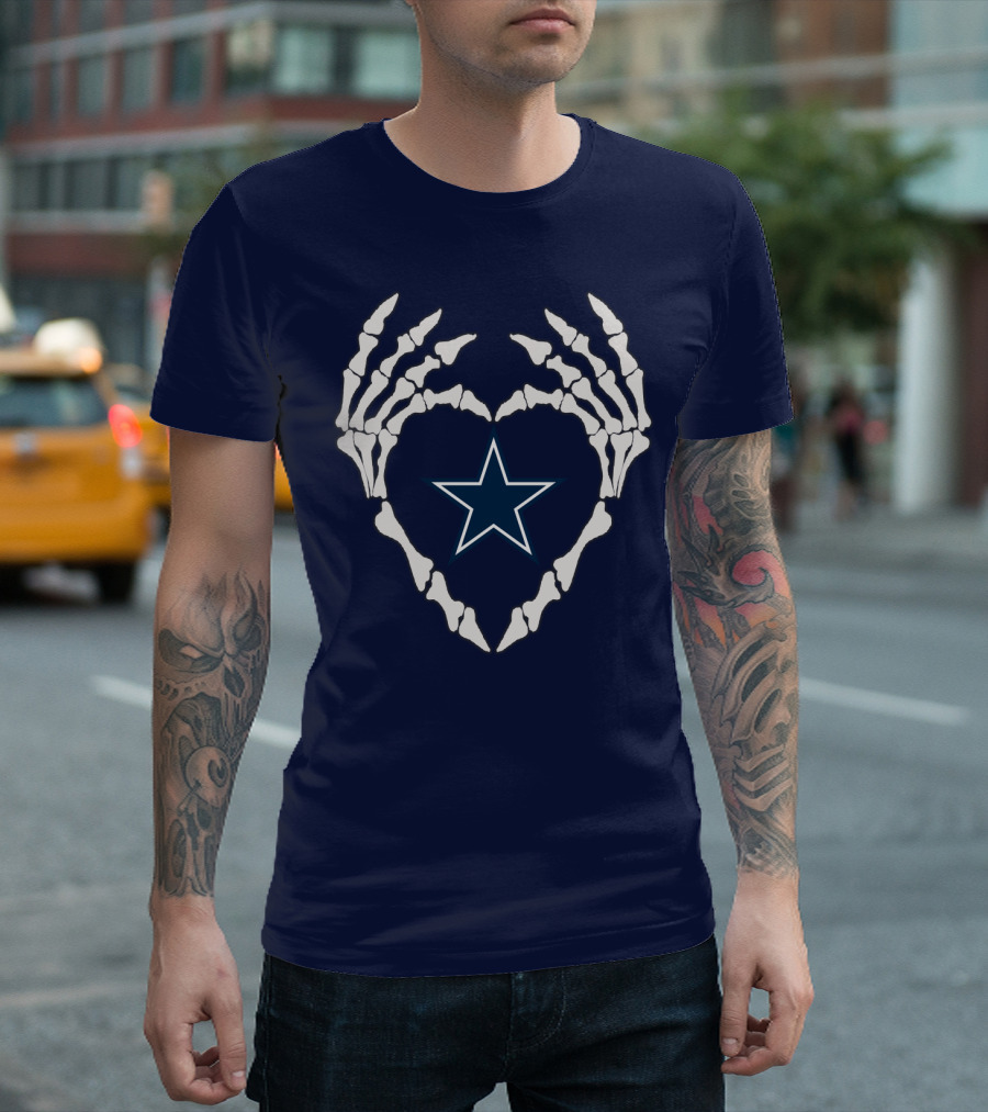 Cowboys Skeleton Hands Heart Star T-Shirt