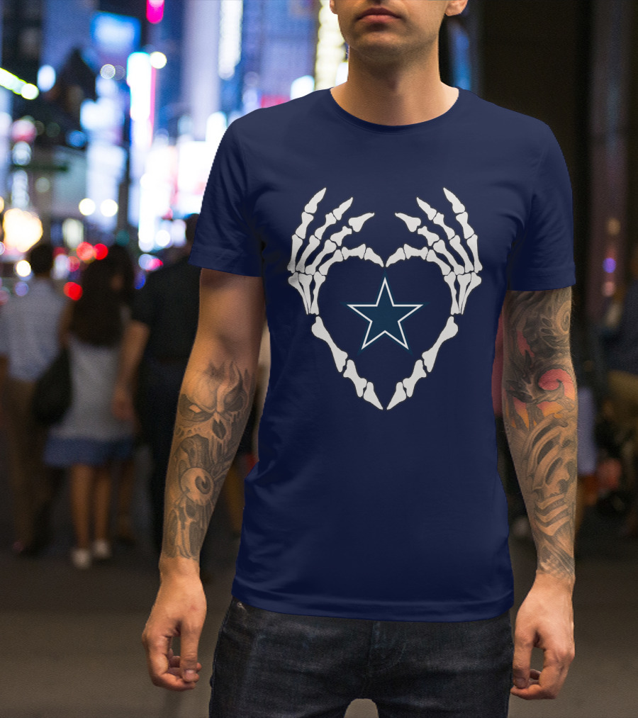 Cowboys Skeleton Hands Heart Star T-Shirt