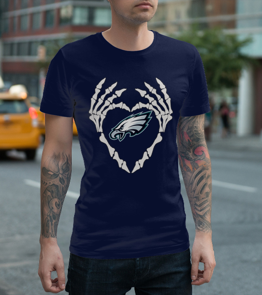 Eagles Logo Skeletal Heart Shape T-Shirt
