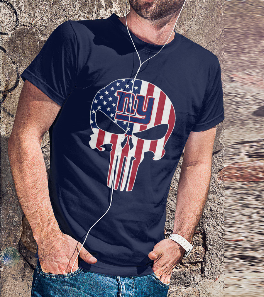 Ny Giants American Flag Punisher Skull T-Shirt