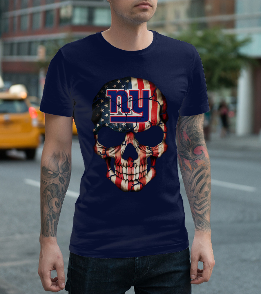 Ny Giants American Flag Skull T-Shirt