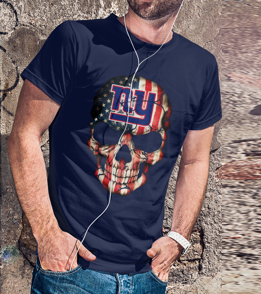 Ny Giants American Flag Skull T-Shirt