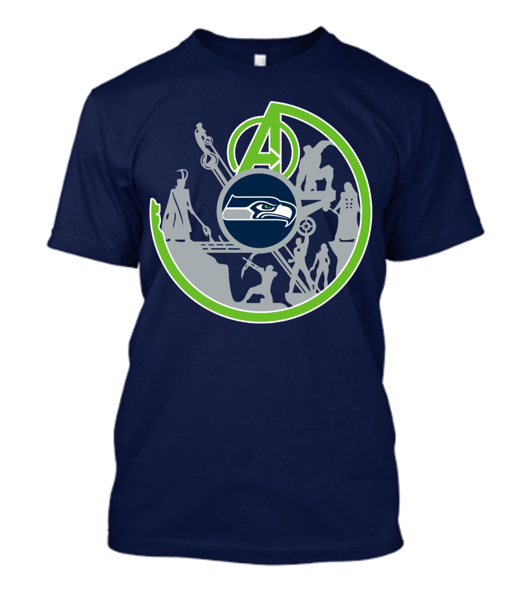 Seahawks Avengers Crossover Logo Silhouettes T-Shirt